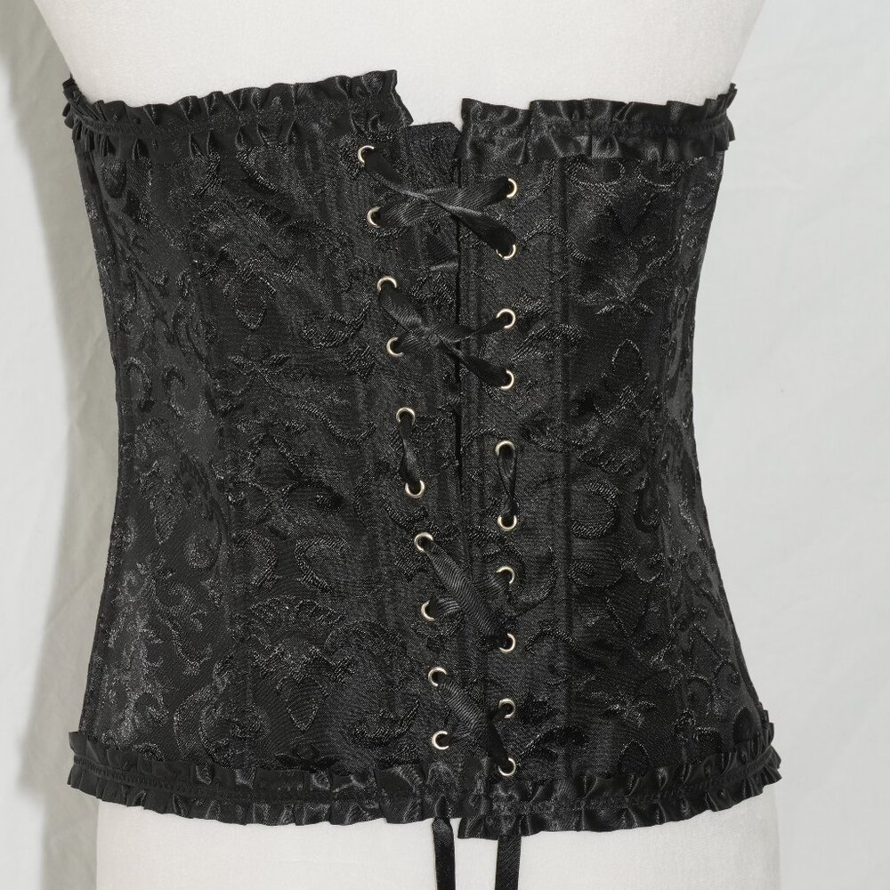 LNC Goth Bustier Sexy Black Party Clothes Womens 3XL Silver Hardware Textured - Picture 3 of 4